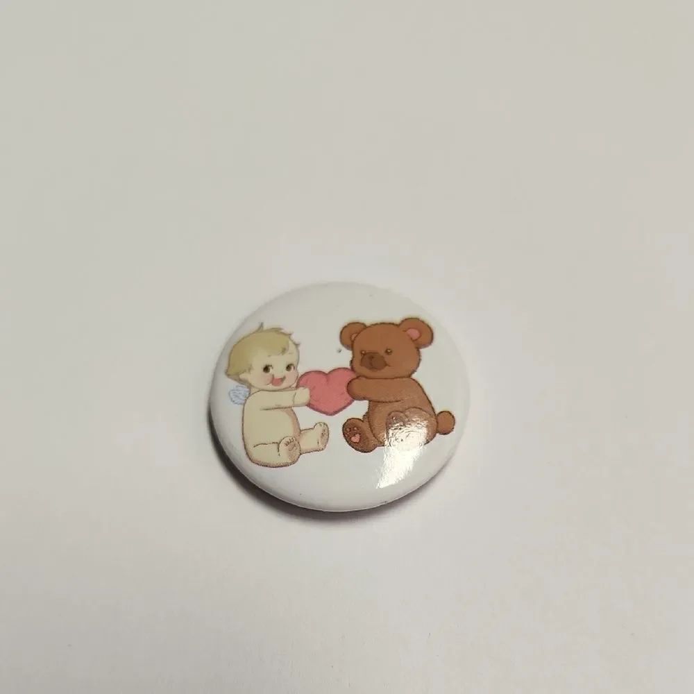 Cute Angel and Bear Button Pin